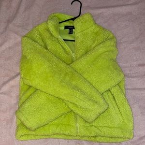 NEON GREEN FUZZY ZIP UP💚✨